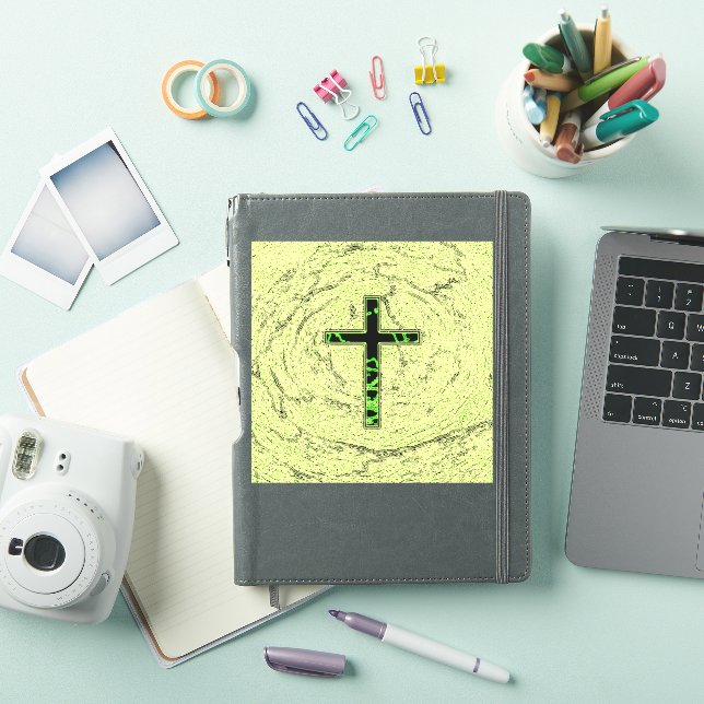 ADESIVO CRUZ NEGRA E VERDE COM FUNDO MARÁVEL (Capa para iPad)