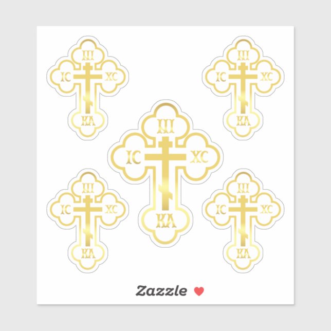 Adesivo Cruz Ortodoxa Dourada NIKA (Folha)