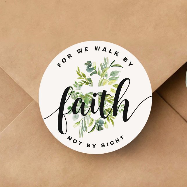 Adesivo Cruz Religiosa Versículo da Bíblia da Fé  (Religious Cross Faith Bible Verse Classic Round Sticker)