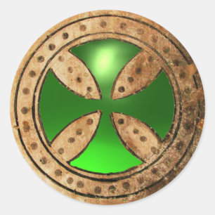 Adesivo CRUZ TEMPLÁRIA ANTIGA Esmeralda Verde Gema
