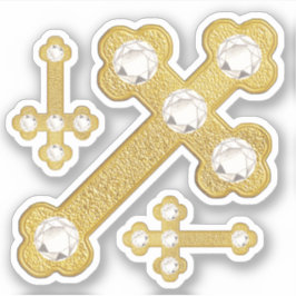 Adesivo Cruzes Amigadas com 5 Faux Diamantes - Contorno