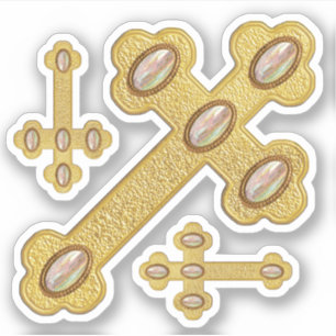 Adesivo Cruzes Amigadas com 5 Faux Opals - Contorno