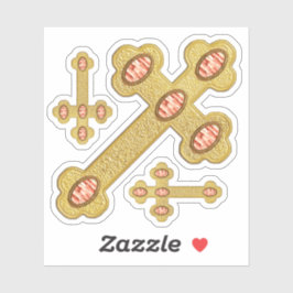 Adesivo Cruzes Amigadas com 5 Faux Red Agates - Contorno