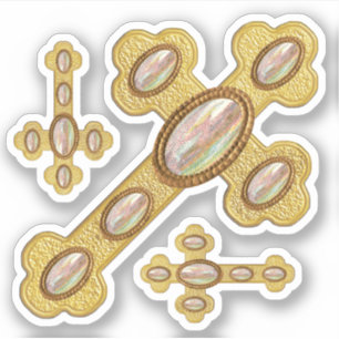 Adesivo Cruzes Amigadas com 6 Faux Opals - Contorno