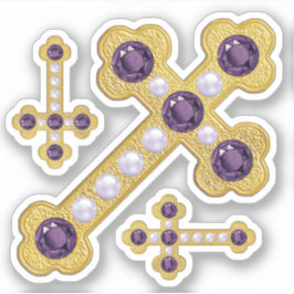 Adesivo Cruzes Amigadas com Ametistas e Pérolas Faux -