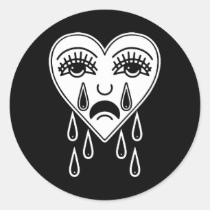 Adesivo Crying Heart American Traditional Tattoo Old Schoo