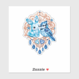 Adesivo Crystal Blue Bunny and Blue Jay Heart