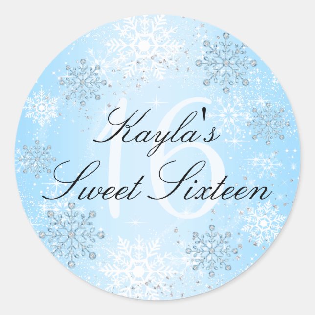 Adesivo Crystal Snow Winter Wonderland Sweet 16 Sticker (Frente)