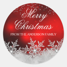 Adesivo Crystal Snowflake Red Christmas Sticker