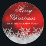 Adesivo Crystal Snowflake Red Christmas Sticker<br><div class="desc">Pau de Natal. Flocos de neve de cristal brilhante elegantes. Nota: Todas as imagens planas!</div>