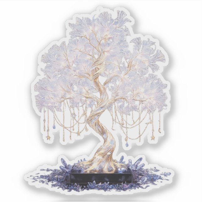 Adesivo Crystal vinyl sticker of a golden galaxy tree (Frente)