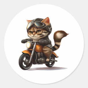 Adesivo CTE-CAT dirigindo motocicleta T-Shirt clássico (5)