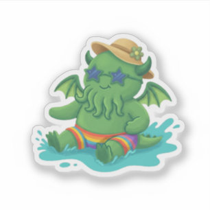 Adesivo Cthulhu bebê brincando na água