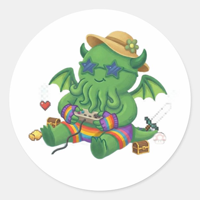 Adesivo Cthulhu Bebê Gamer (Frente)