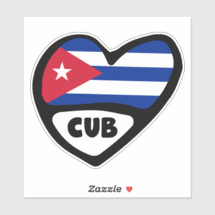 Adesivo Cuba Country Code Flag Heart, CUB