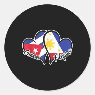 Adesivo Cuba Filipinas Flag Heart Half Cuban Half Filipi
