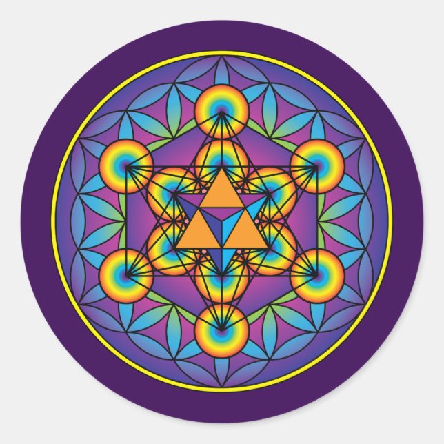 Adesivo Cubo de Metatron Merkaba sobre Flor da Vida (Frente)