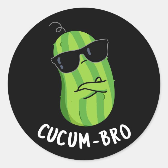 Adesivo Cucum-bro Funny Veggie Cucumber Pun Dark BG (Frente)