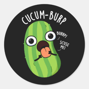 Adesivo Cucum-burp Piada de Pepino Engraçada Fundo Escuro