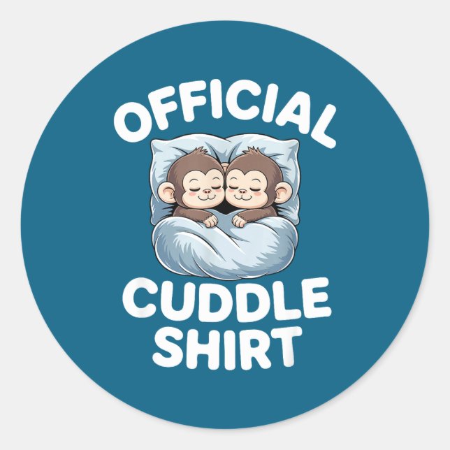 Adesivo Cuddle Shirt Cute Sleepy Monkey Couple  (Frente)