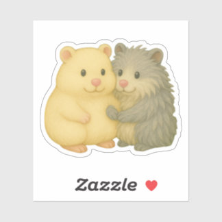 Adesivo Cuddly Hamster Pair Sticker – Cream & Gray Friends