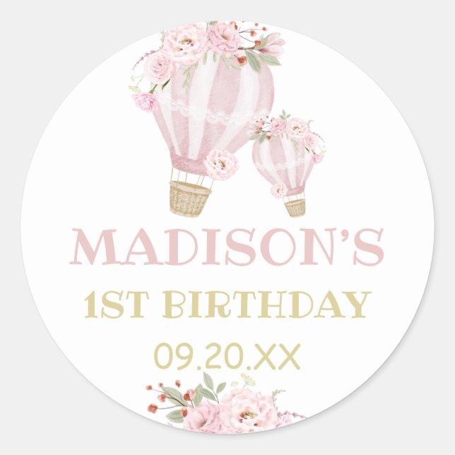 Adesivo Cuecas Flores Ar Quente Balão primeiro aniversario (Frente)