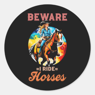 Adesivo Cuidado, Ando Cavalos, Eu Equestriio Ventilador de