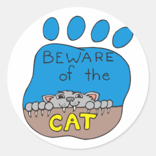 Adesivo Cuidado com a impressão da pata de gato