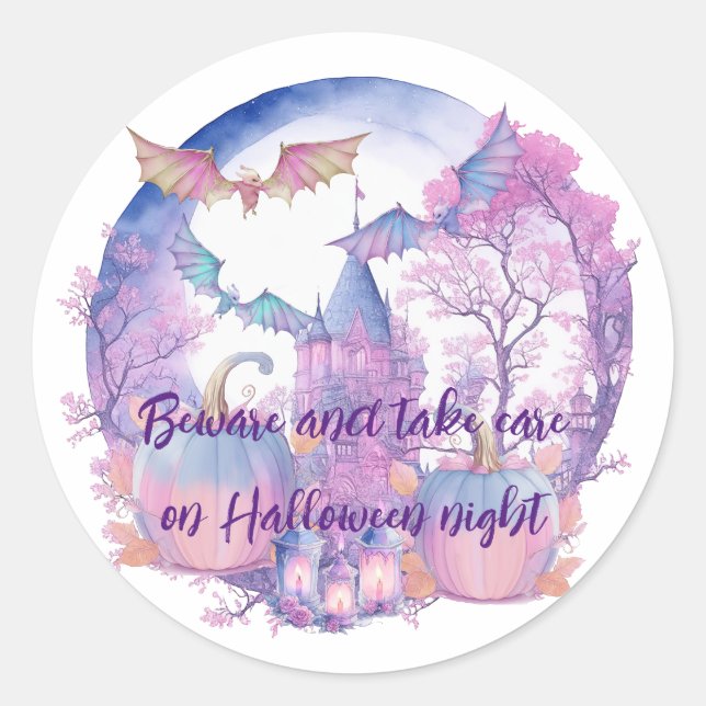 Adesivo Cuidado com a noite do Dia das Bruxas (Frente)