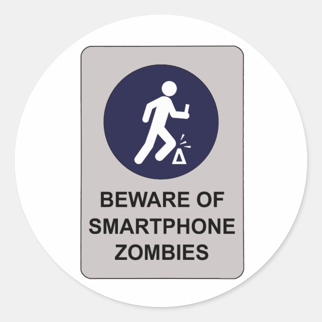 Adesivo Cuidado com o Smartphone Zombie Sign (Frente)