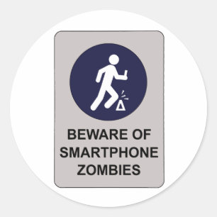 Adesivo Cuidado com o Smartphone Zombie Sign