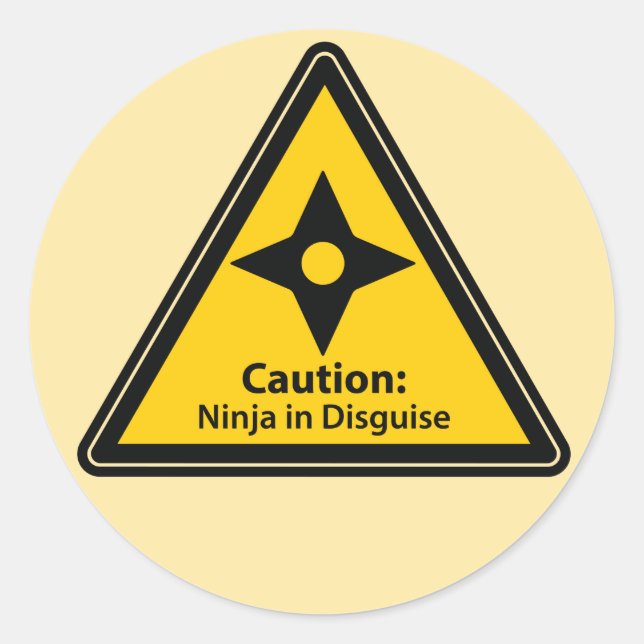 Adesivo Cuidado: Ninja em Disguise (Shuriken) (Frente)
