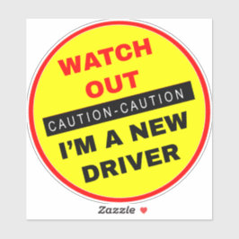 Adesivo Cuidado Sou Motorista Novato - Atenção