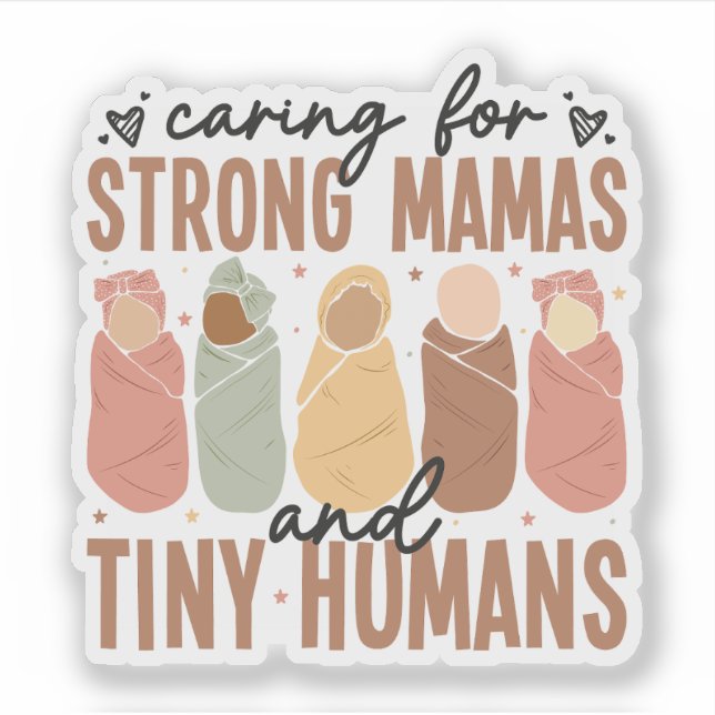 Adesivo Cuidando de Mamas Fortes e Humanos Pequeno (Frente)