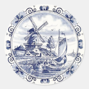 Adesivo Cuja Vintagem Neerlandesa Escava-Marinho Delft Blu