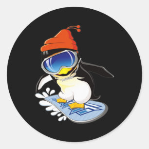 Adesivo Cujo Pinguim Snowboard Surfer Winter Hat