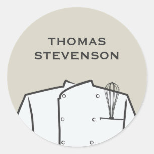Adesivo Culinário do Chef Executivo, Uniforme com Whisk