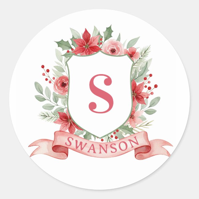 Adesivo Cumeeira de Natal Grandmillennial | Monograma de N (Frente)