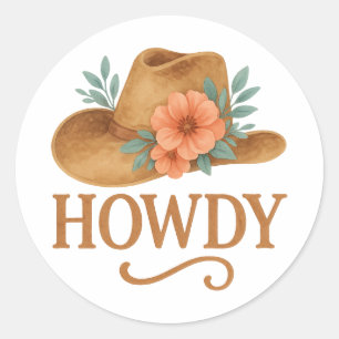 Adesivo Cumprido Boho Ocidental Chapéu de Cowboy Aquarela