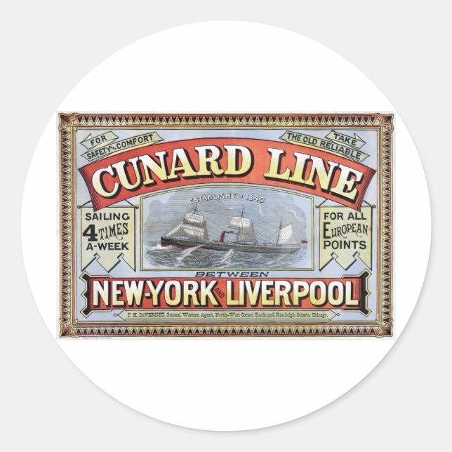 Adesivo Cunard Line New York Liverpool Poster (Frente)
