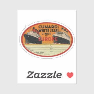 Adesivo Cunard - Marca de Bagagem da Estrelas Brancas