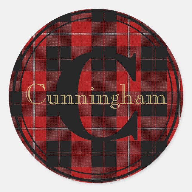 Adesivo Cunningham Clan Tartan Monograma Nome Seal Sticker (Frente)