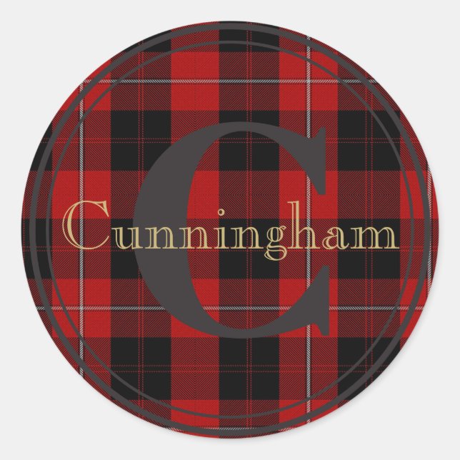 Adesivo Cunningham Clan Tartan Monograma Nome Seal Sticker (Frente)