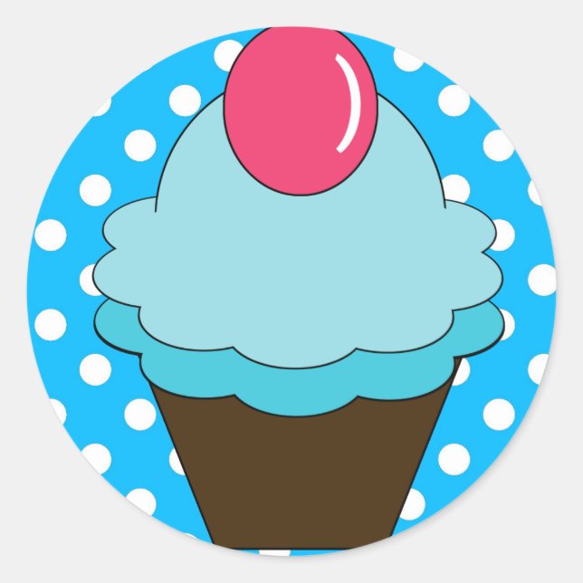 Adesivo CUPCAKE Azul Berry KRW com Bolinhas (Frente)
