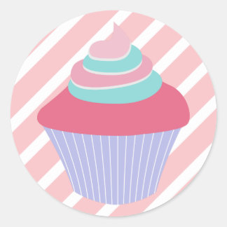 Adesivo Cupcake Azul-Cinto e Cor-de-Rosa com Banhas