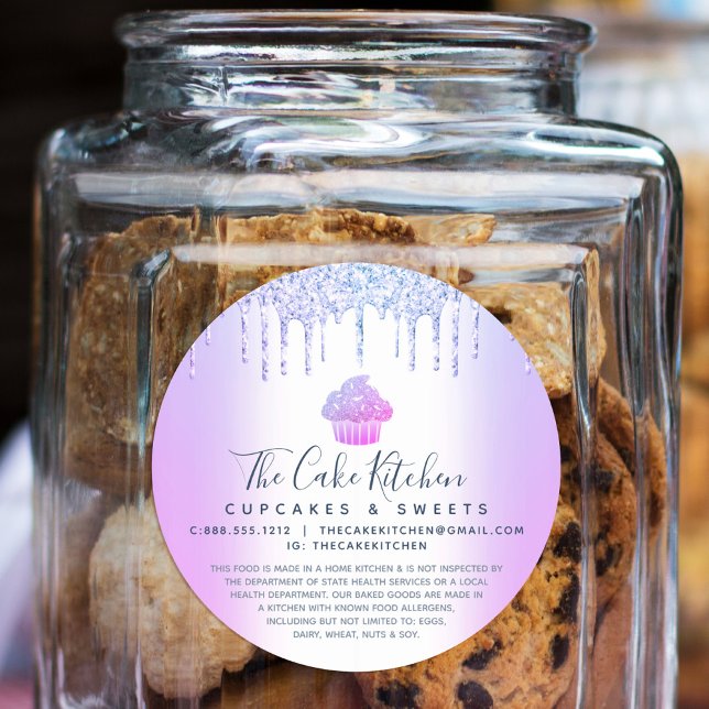 Adesivo Cupcake Bakery Chef Chic Purple Glitter Drill Lega (Criador carregado)