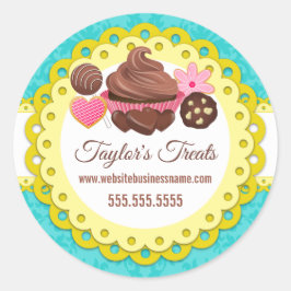 Adesivo Cupcake Bakery Damask Yellow Scallop Seals