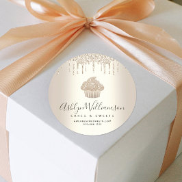 Adesivo Cupcake Bakery Pastelaria Chef Dourado Glitter Dri