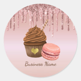 Adesivo Cupcake Bakery Pastelaria Chef Glitter Drives Rosa