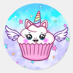 Adesivo Cupcake Bastante Arco-Íris Unicórnio Kawaii Stic